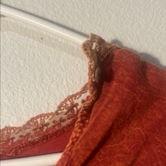 Rust Orange Lace Trim Blouse - Picture 8 of 8